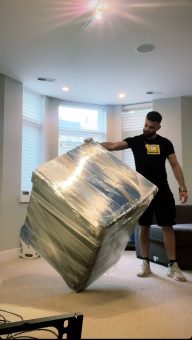 Mover using plastic wrap for moving